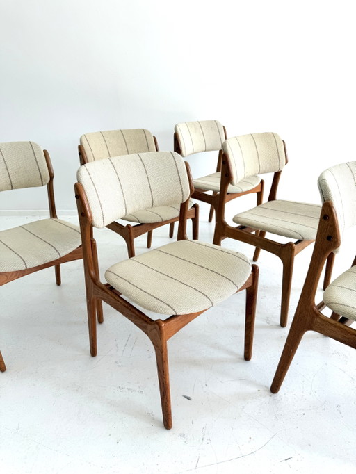 6 sillas de comedor vintage modelo n.º 49, Erik Buch '70 – eetkamerstoelen, Wood, Textile (photo 2 of 15)