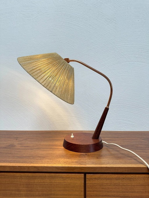 Vintage Temde Leuchten Teak & Sisal Table Lamp, Swiss Design, Mid-Century Modern, 1960s