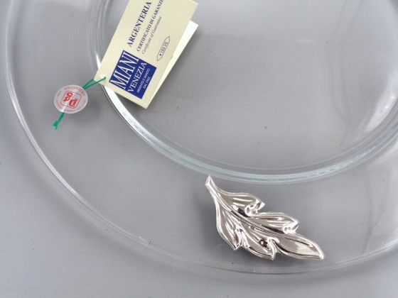 Image 1 of Clear glass tray with 925 silver leaves