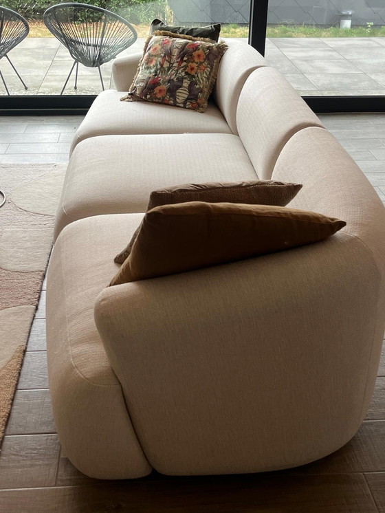 Image 1 of 3-zit en fauteuil in beige geweven stof van Westwing