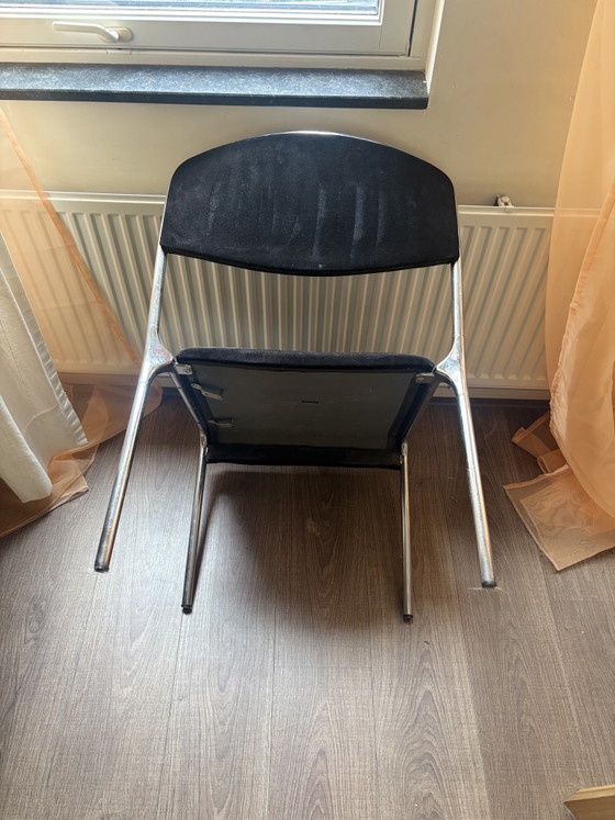 4x Vintage Lübke Dining Chairs 1960s/70s - Low Seat – Metal, Textile (photo 2 of 5)