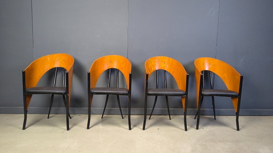 Image 1 of Sillas de comedor españolas posmodernas, años 80 - juego de 4
