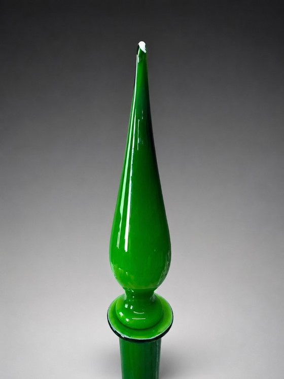 Image 1 of Grande bouteille/carafe Genie en verre Empoli – design italien – vert – vers 1960-1970 – 65 cm