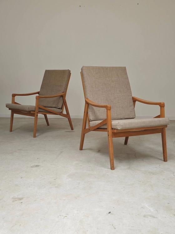 Pair of grey armchairs by Jiri Jiroutek for Intérier Praha – Wood, Mid Century Modern (photo 9 of 12)