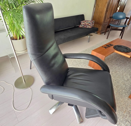 Jori Yoga Recliner Multi Move Black Leather – verstelbare relaxstoel, Metal