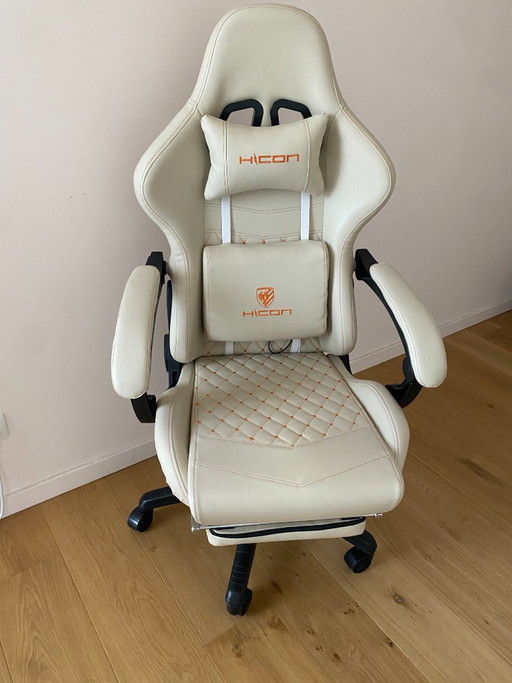 Sedia da gaming Hicon in similpelle beige