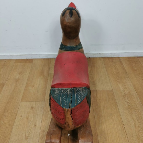 Image 1 of Canard à bascule en bois massif fabriqué à la main en Indonésie