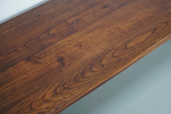 Image 1 of Antico tavolo da pranzo rustico francese in rovere, inizio XX secolo