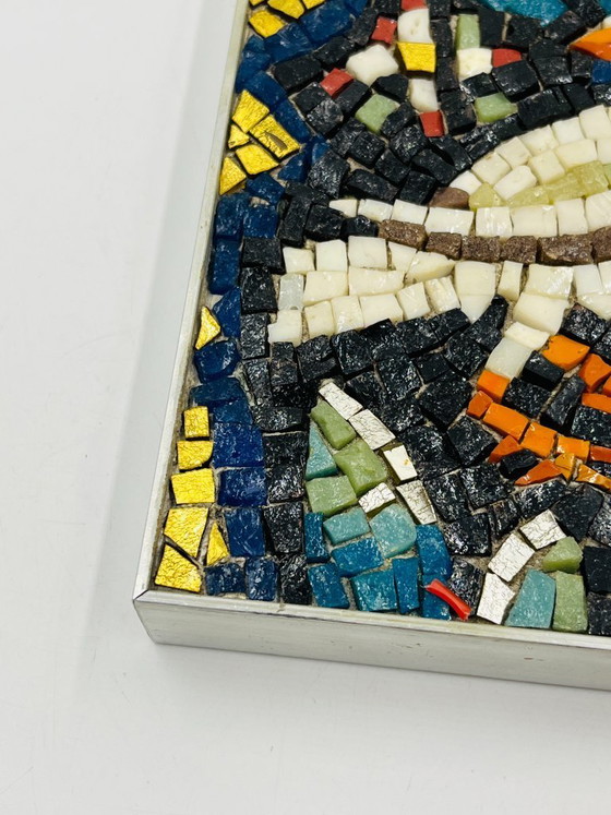 Image 1 of Gerahmtes italienisches Mosaik eines Vogels in Ravenna mit byzantinischen Einflüssen