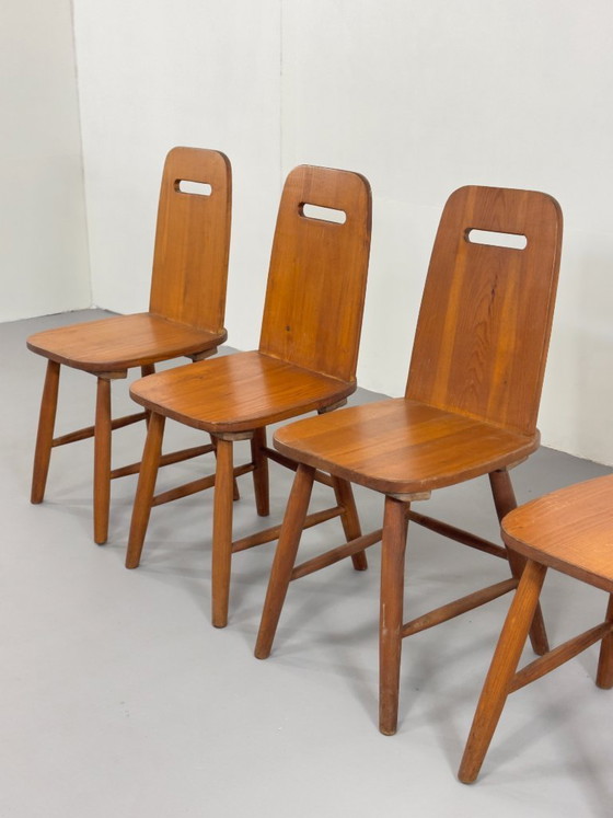 Image 1 of Vintage Scandinavian Brutalist chair style of Eero Aarnio Wooden mid century Danish design
