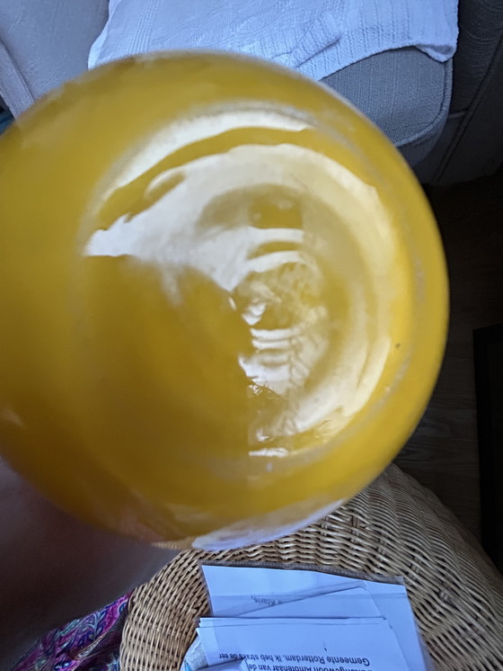 Image 1 of Yellow keyhole vase manufactured by Royal Leerdam