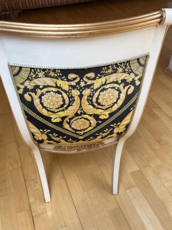 Originele Gianni Versace Home fauteuilset: 2 stoelen + design bijzettafel – Cotton, Wood (photo 10 of 15)