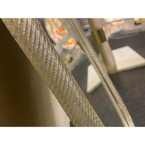 Image 1 of Specchio da parete in vetro di Murano con lavorazione a Torchon "Torciglione", ispirato a Barovier