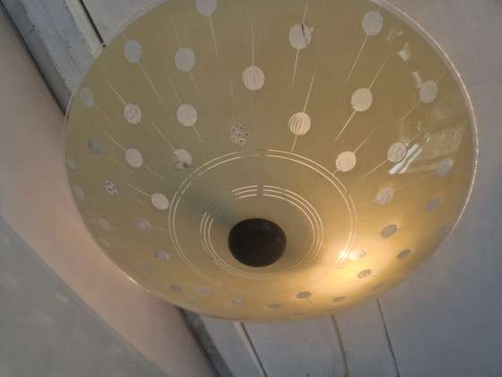 Image 1 of Lampada in scala anni '50 con vetro lavorato