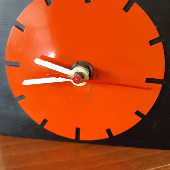 Image 1 of Mid Century design NUFA electric table clock L19H11D4.5cm