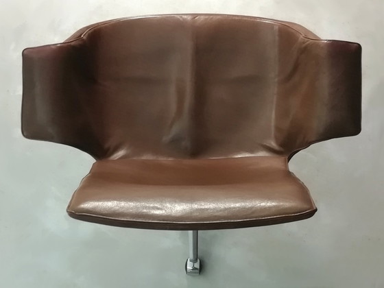 Image 1 of Sedia da ufficio in pelle Kill FK67 Icone 1967 Fabricius Kastholm Tulip a 3 gambe Knoll