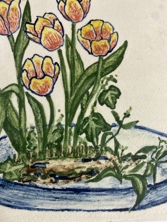 Image 1 of Panel de azulejos Delft azul tulipán