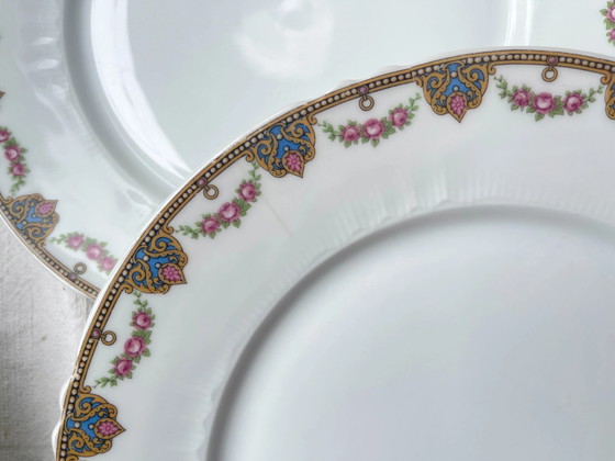 7 Platos Llanos de Porcelana de Limoges con Motivo Floral – Loza, Porcelain (photo 5 of 7)