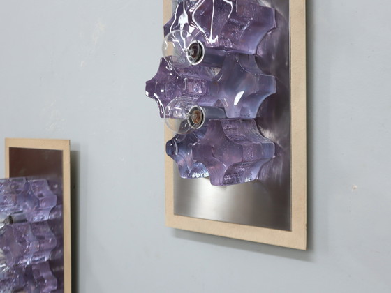 Image 1 of Sculptural Poliarte Murano Glass Wall Sconces 1970s, Set of 2