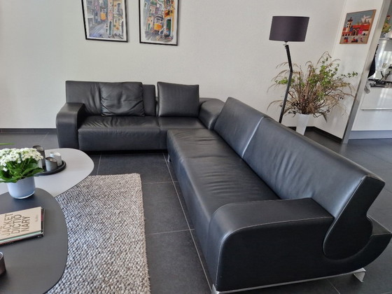 Image 1 of Canapé d'angle Leolux B en cuir noir