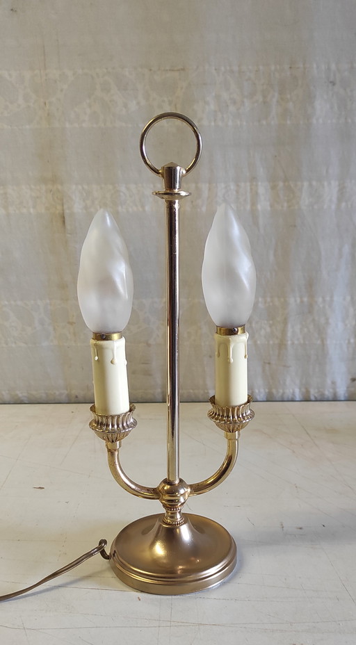 Two-light bouillotte lamp in brass and gilt metal - mid-20th century