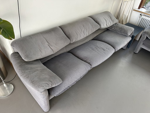 Cassina Maralunga 3-seater sofa - gray/black velvet