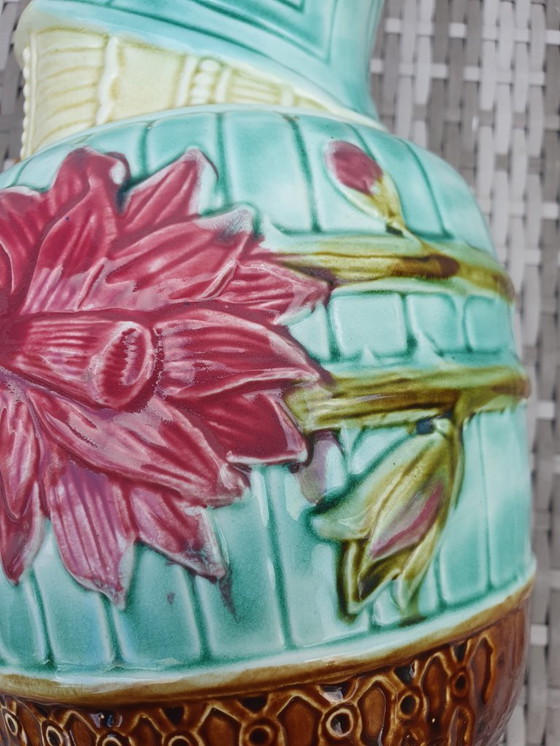 Image 1 of Antique A. Mouzin - Lecat majolica jug - ca 1900 - good condition