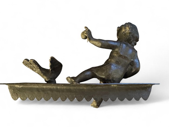 Paar putti met vogels in gebronsd brons, Beeldhouwkunst, Zwart (foto 7 van 10)