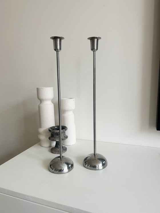 Image 1 of Set di 2 candelabri vintage IKEA della collezione Stockholm, disegnati da Ola Wihlborg negli anni '80.