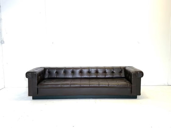 Image 1 of Edward Wormley Dunbar Leather Sofa Party 5407 Couch Armchair