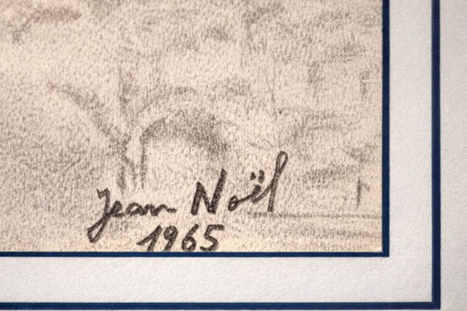 Vintage Signed Drawing 1965 | French Countryside | Jean Noël
