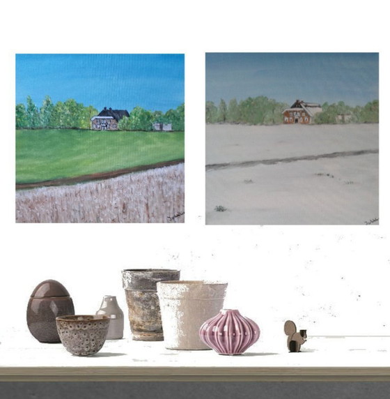 Image 1 of 2 Landschaftsbilder Sommer und Winter