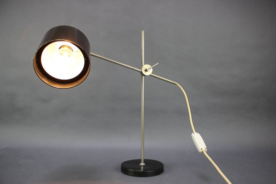 Image 1 of Lampe de table industrielle réglable en bakélite noire / Tchécoslovaquie, années 1970