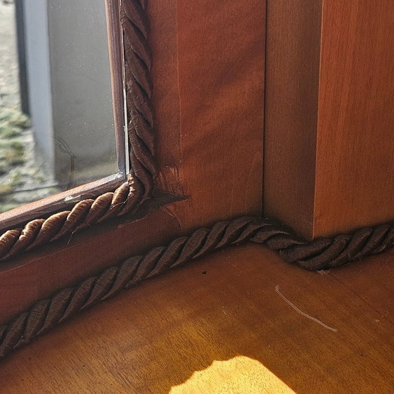 Image 1 of Franse vintage glazen vitrinekast - Kersenhouten vitrine - Louis XV-stijl - jaren 70