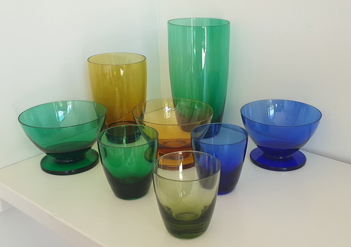 8 Karneval Kristallgläser Glasunie Maastricht. Designer Max Verboeket
