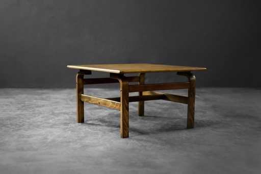 Vintage Rare Mid-Century Scandinavian Modern Brown Oak Coffee Table by Karl-Erik Ekselius for JOC Vetlanda, 1960s 