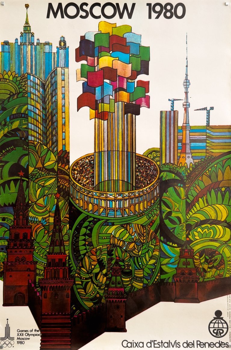 🏅 Moscow 1980 – Original Olympics Poster by V. Davidov (Spanish
