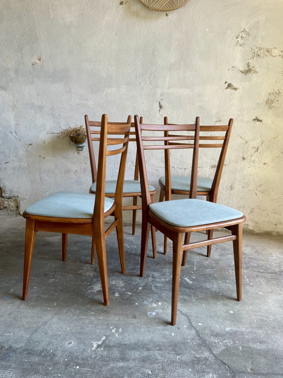 Image 1 of 4 chaises vintage scandinave bois - années 60/70