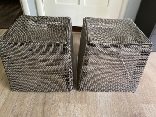 2 Cubes transparent grid of stainless steel, Scholten & Baijings