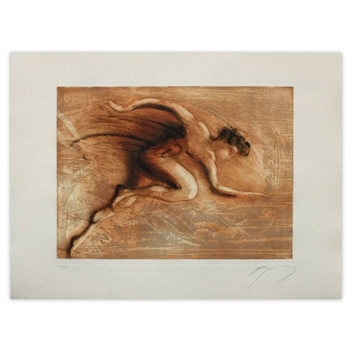 Jean-Marie Guiny Gravure Signée Marathonien 1985 – lithos zeefdrukken, Paper (photo 2 of 5)