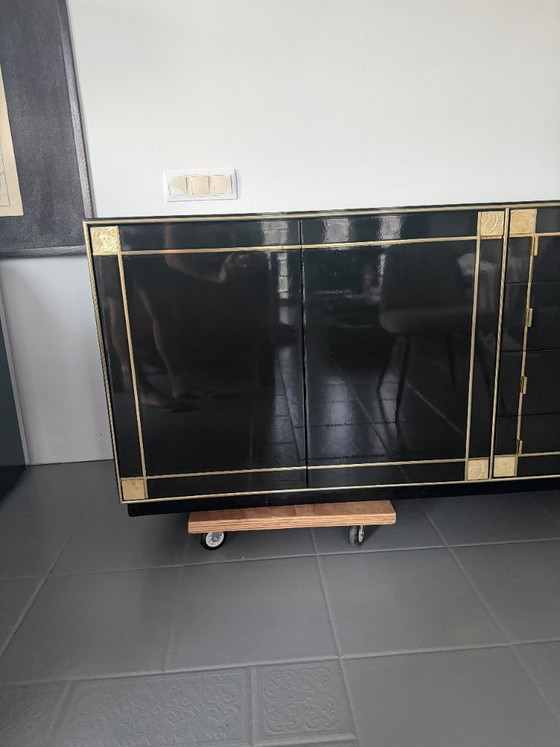 Pierre Cardin Sideboard With Brass Black Lacquered Shell Inlays, 1980 – Wood (photo 52 of 64)