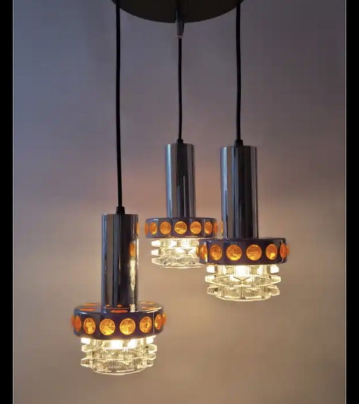 Massive Cascade Pendant Lamp 1970s – hanglampen, Glass, Metal