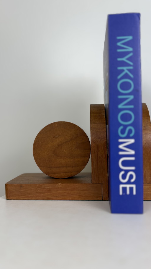 Vintage wooden bookends in the style of the Amsterdam School / Art Deco