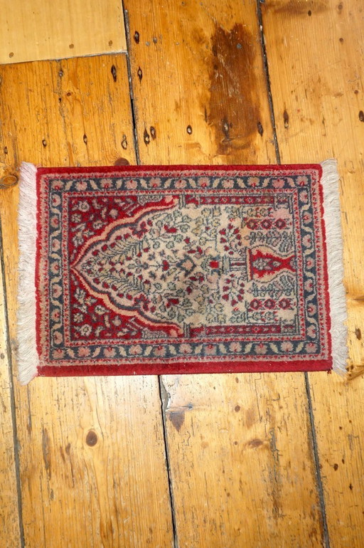 vintage wool prayer rug * red small oriental rug * hand knotted mat * persian rug * entryway door mat 