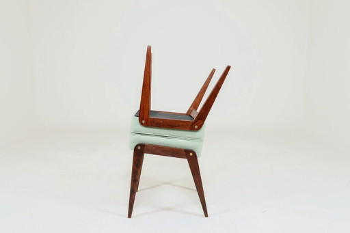 Mid century kids footrest stools pistachio green wool