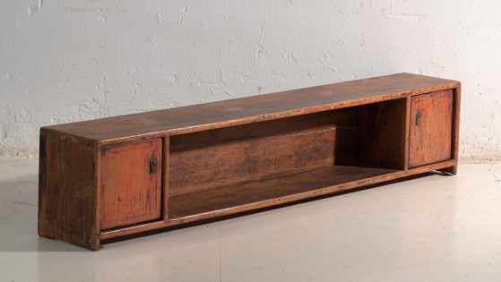 Meuble bas ancien en orme, Chine, vers 1900, Vaisseliers, Laiton, Bois, Marron, Rustic (photo 3 sur 40)