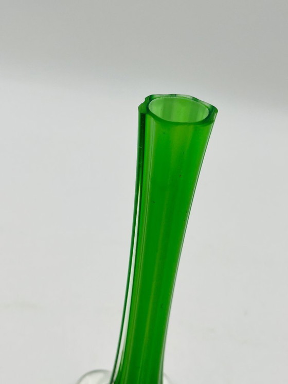 Image 1 of Vintage Murano green soliflore vase with an elephant-shaped glass base