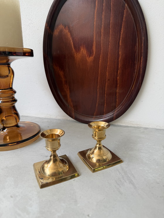 Image 1 of Vintage messing kandelaars set | mid century brass | sfeervol decor