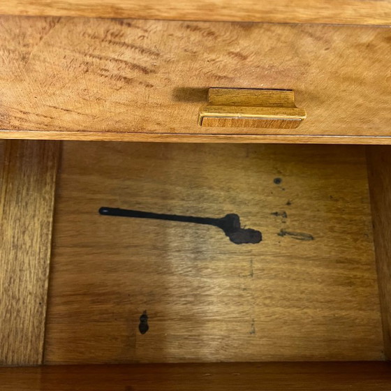 Image 1 of Rara cómoda alta / cómoda en nogal flameado art deco, 1930/1940