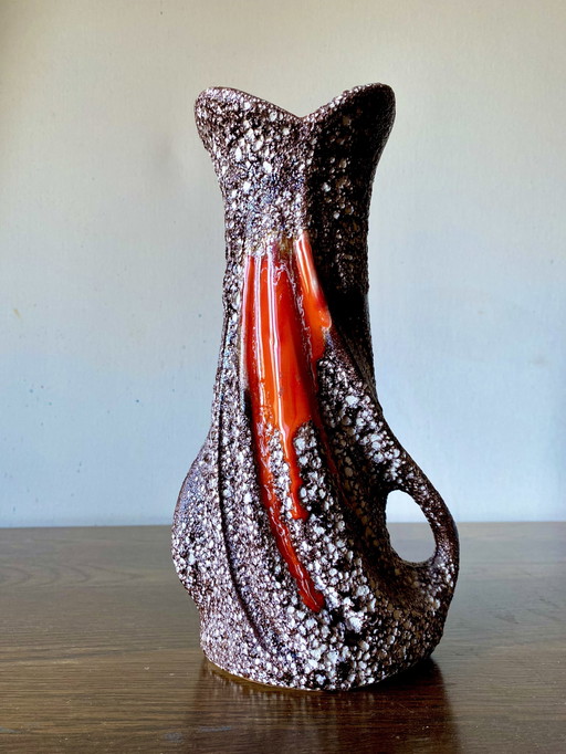 Gran jarrón de cerámica con esmalte fatlava de Vallauris, Francia, década de 1950